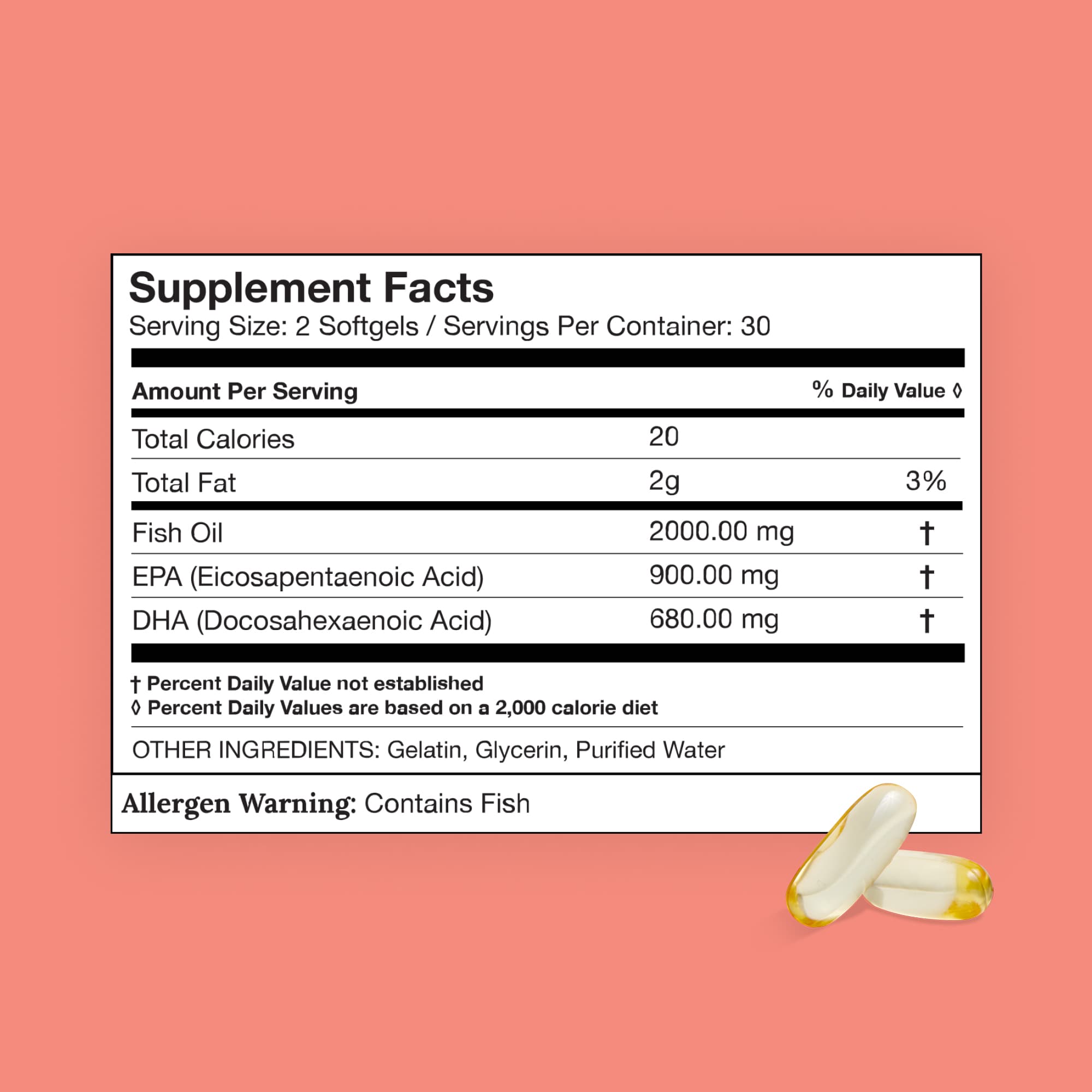 CorneaCare Omega 3 Supplement Facts